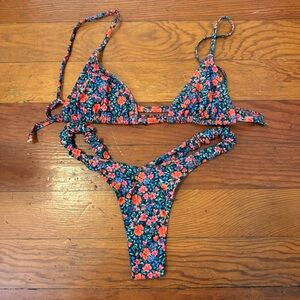 Kulani Kinis Floral Bikini - Red and Blue